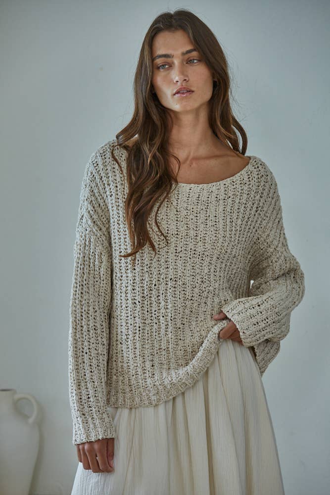 Knit Sweater Cotton Polyester Oversized Top