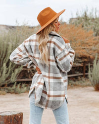 Oversized Plaid Shacket Button Down Flannel Jacket
