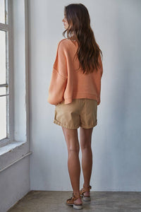 Knit Boat Neck Long Sleeve Pullover Sweater