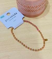 Ball Bead and Stone Stretch Anklet
