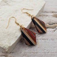 Resin Wood Geometric Diamond Earrings