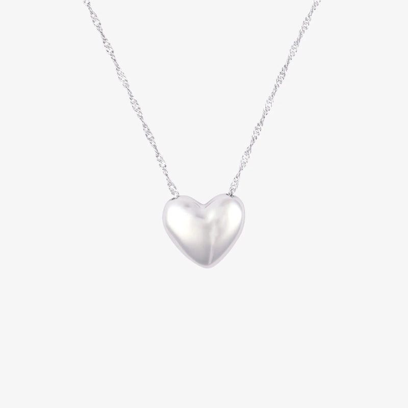 Puffy Heart Bead Pendant Necklace