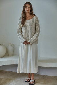 Knit Sweater Cotton Polyester Oversized Top