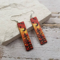 Night Forest Wooden Block Earrings
