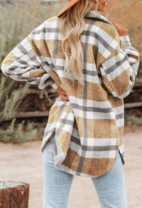 Oversized Plaid Shacket Button Down Flannel Jacket
