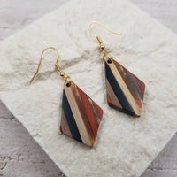 Resin Wood Geometric Diamond Earrings
