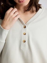 Women's Waffle Long Sleeve Henley- Birch