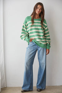 Knit Oversized Striped Sweater Top