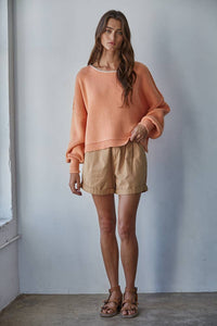 Knit Boat Neck Long Sleeve Pullover Sweater