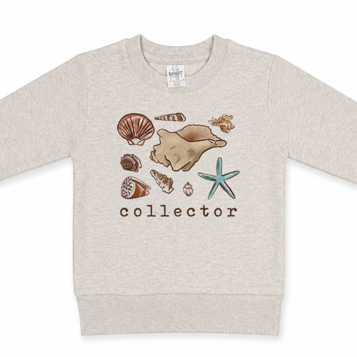 Shell Collector Fleece Lined Kids Beach Vacation Sweatshirt