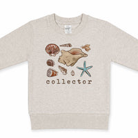 Shell Collector Fleece Lined Kids Beach Vacation Sweatshirt