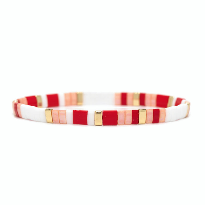 Cuteness Tile Bead Stretch Bracelet - GOLD