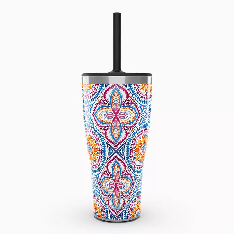 Bright Mandala - 30oz Tervis Traveler® - Stainless Steel Tumbler with Straw Lid