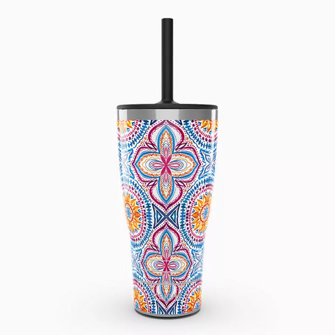 Bright Mandala - 30oz Tervis Traveler® - Stainless Steel Tumbler with Straw Lid