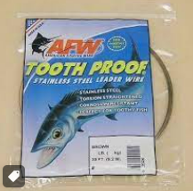 AFW Tooth Proof Stainless Steel Leader Wire, Brown, 140 LB, 30 FT, #11