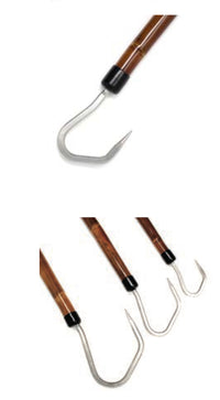 4' Bamboo Gaff, black custom heat shrink grip 2" Winthrop hook