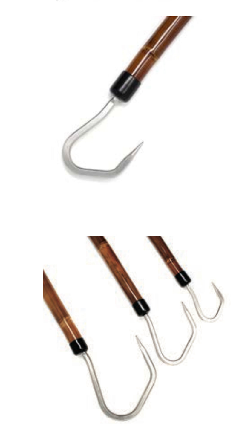 4' Bamboo Gaff, black custom heat shrink grip 2" Winthrop hook